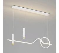 MSGIRVLZL Suspension Linéaire Géométrique Créative, Lampes Suspendues Pour Îlot De Cuisine En Métal Blanc, Lampe Décorative Minimaliste Pour Salle À Manger, Lampes À Suspension Linéaires Led Modernes
