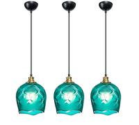 MSGIRVLZL Suspension Moderne En Verre Pour Îlot 丨plafonniers Suspendus Avec Abat-Jour En Forme De Coupe Bordeaux Inversée 丨plafonnier Contemporain Pour Cuisine Salle À Manger Chambre À Coucher, Aqua/N