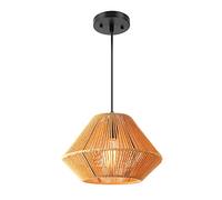 MSGIRVLZL Suspension Tissée En Corde De Papier Japonais, Lustre De Ferme Industrielle Rétro, Luminaire Suspendu D'Éclairage Décoratif De Loft Brun Jaune, Douille E27, Lampe À Suspension De Salle À Man