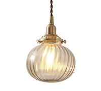 MSGIRVLZL Suspension Vintage En Laiton Avec Abat-Jour Boule En Verre Fileté, Lampe Suspendue Pour Éclairage Décoratif De Ferme, Douille E27, Lampes À Suspension Boule Avec Fil À Paire Torsadée Dorée