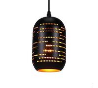 MSGIRVLZL Suspension Vintage Rétro Plafonniers Industriels Cuisine Lampes Suspendues E27 Φ11Cm 100Cm Câble Design Creux Plafonnier Exotique Noir Pour Salle À Manger Salon Restaurant