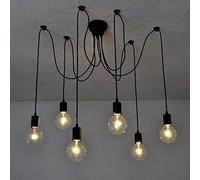 MSGIRVLZL Suspensions Araignée 6/8 Lumières, Plafonniers Industriels Rétro, Luminaire Suspendu Diy Lighting, Lustres E27, Suspensions Minimalistes Vintage Pour Salon, Îlot De Cuisine/6 Lights