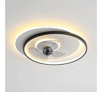 MSGIRVLZL Ventilateur De Plafond Rond À Encastrer Avec Lumières, Plafonnier Led Moderne À Intensité Variable Avec Ventilateur À Profil Bas, Ventilateur Silencieux Réglable À 4 Vitesses Pour Chambre/Sa