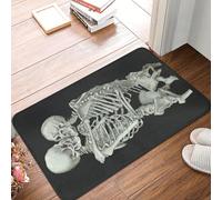 MSHEEFG Huesos Esqueleto Almas Felpudo Antideslizante Alfombrilla De Baño Beso Amantes Inmortales Anatomía Amor 40 * 60 CM