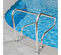 MSHGSKU Barandilla de Piscina, barandilla de Acero Inoxidable para Piscinas - barandilla de Escalera de 2 Piezas y 3 Curvas para Piscinas enterradas, Placa Base de instalación rápida, Uso Duradero e