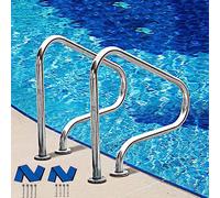 MSHGSKU Barandilla de Piscina de Acero Inoxidable 304, 80 x 80 cm, barandilla para escaleras de Piscina, con Cubierta Antideslizante Azul, 122 cm, fácil de Instalar.