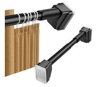 MSHGSKU Barra Extensible para Cortina de Ducha, Ajustable, sin Taladro, 40-500 cm, Ø25 mm Cortinas de Visillo y Ducha. Color Negro. Fácil instalación.