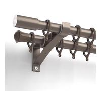 MSHGSKU Barras Dobles de Aluminio de 28 mm con Anillas y Soportes para Cortinas, Ideales para Cortinas superpuestas Transparentes y Opacas en dormitorios y Salas de Estar (marrón, 200 cm).