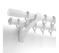 MSHGSKU Barras Dobles de Aluminio de 28 mm con Anillas y Soportes para Cortinas, Ideales para Cortinas superpuestas Transparentes y Opacas en dormitorios y Salas de Estar (Blanco, 270 cm).