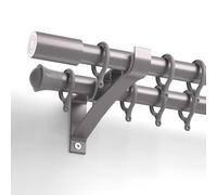 MSHGSKU Barras Dobles de Aluminio de 28 mm con Anillas y Soportes para Cortinas, Ideales para Cortinas superpuestas, Transparentes y Opacas en dormitorios y Salas de Estar (Gris Oscuro, 250 cm).