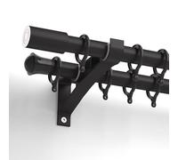 MSHGSKU Barras Dobles de Aluminio de 28 mm con Anillas y Soportes para Cortinas, Ideales para Cortinas superpuestas Transparentes y Opacas en dormitorios y Salas de Estar (Negro, 190 cm).