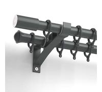 MSHGSKU Barras Dobles de Aluminio de 28 mm con Soportes y Anillas para Cortinas. Barras de Pared para Cortinas superpuestas, Transparentes y Opacas en dormitorios y Salas de Estar (Cian, 260 cm).