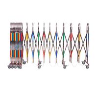 MSHGSKU Barricada Extensible Plegable de Acero Inoxidable con Ruedas para Entrada de vehículos, Bandas Reflectantes Ajustables de 1,45 x 8 m.