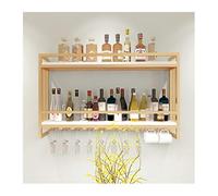 MSHGSKU Botellero de Pared de Estilo nórdico con diseño de Madera Maciza y Hierro Forjado, Vitrina Creativa para decoración del hogar, Color Dorado, 80 x 20 x 61 cm