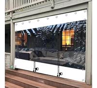 MSHGSKU Cortinas de Lona Transparente para pérgola, cenador o Porche Exterior. Paneles Laterales Impermeables y Transparentes con Puerta con Cremallera. Lona de PVC con Ojales, 460 x 230 cm.