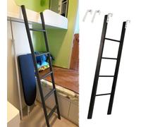 MSHGSKU Escalera de Metal Negra para litera Tipo Loft: Ahorra Espacio, con escalones Anchos y Altura Ajustable (114-180 cm), Ideal para dormitorios y Uso doméstico, diseño Resistente y ele