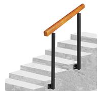 MSHGSKU Pasamanos de Madera para escalones al Aire Libre, barandilla de Escalera con 2 Postes de Hierro Forjado, pasamanos de transición para Porche Delantero, barandilla de Escalera de ja
