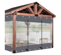 MSHGSKU Pérgola Exterior Transparente e Impermeable con Paneles Laterales de Lona Transparente y Cortina de Lluvia con Cremallera. Lona de PVC de 360 x 220 cm Personalizable. Ojales incluidos.