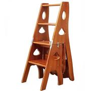 MSHGSKU Silla de Biblioteca Plegable Multifuncional de Madera 3 en 1 con Taburete, Estante de Almacenamiento y Unidad de exhibición, Capacidad de 150 kg, Acabado en Nogal Claro, para Uso e