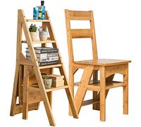 MSHGSKU Silla Plegable de Madera de 4 Niveles con Forma de Escalera, Taburete Multifuncional con Estante de Almacenamiento para el hogar, la Cocina o la Biblioteca. Silla portátil para esc