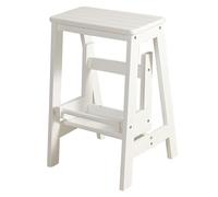 MSHGSKU Taburete de Madera Antideslizante Tipo Escalera para el hogar, Biblioteca o Cocina, Color Blanco, 56x34x36cm.