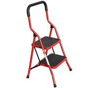 MSHGSKU Taburete Multifuncional Rojo - Escalera Plegable de Metal con diseño de Espiga, Escalera de Interior de 2 peldaños para el hogar, Taburete Compacto y portátil para un fácil Acceso