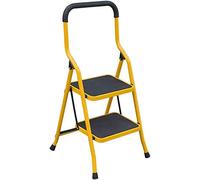 MSHGSKU Taburete Plegable de 2 peldaños - Escalera metálica para Interiores, diseño Compacto Amarillo, Taburete Tipo Escalera de Espiga, Ligero y portátil, Ideal para el hogar y la Oficina