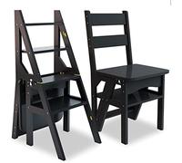 MSHGSKU Taburete Plegable Multifuncional de 4 Niveles para Biblioteca, hogar y Cocina. Estantería portátil de Madera con Forma de Escalera para exhibición y Almacenamiento (Negro).