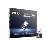 MSI AX1800 Adaptador USB Nano WiFi - WiFi 6, hasta 1800 Mbps, Red inalámbrica de Doble Banda 2.4G/5G, cifrado WPA3, MU-MIMO, OFDMA, 2X Antenas duales, Windows 11/10