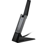 MSI AX1800 WiFi 6 Adaptador USB de doble banda - WLAN hasta 1800 Mbps (5GHz, 2.4GHz inalámbrico), USB 3.2 Gen 1 Type-A, MU-MIMO, antena ajustable, formación de haz, WPA3 - Soporte con cable incluido