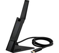 Msi AXE5400 WiFi 6E Adaptador USB Tri-Band, WLAN hasta 5400 Mbps (6GHz, 5GHz, 2.4GHz Inalámbrico), USB 3.2 Gen 1 Tipo-A, MU-MIMO, Antena Ajustable, Beamforming, WPA3, Soporte con Cable Incluido