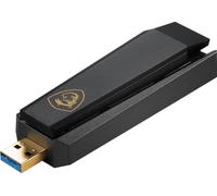 Msi AXE5400 WiFi 6E Adaptador USB Tri-Band, WLAN hasta 5400 Mbps (6GHz, 5GHz, 2.4GHz Inalámbrico), USB 3.2 Gen 1 Tipo-A, MU-MIMO, Antena Ajustable, Beamforming, WPA3, Soporte con Cable Incluido