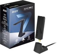 MSI BE6500 Adaptador USB WiFi 7 - Velocidades de hasta 2880 Mbps (6 GHz) + 2880 Mbps (5 GHz) + 688 Mbps (2,4 GHz), Funcionamiento multienlace (MLO), Seguridad Avanzada