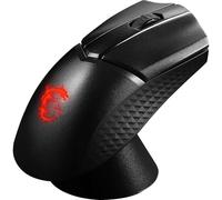 MSI Clutch GM31 - Ratón ergonómico inalámbrico ligero para juegos y base de carga, sensor óptico de 12 K DPI, interruptores Omron de 60 m, batería de carga rápida de 110 horas, luz mística RGB, 5