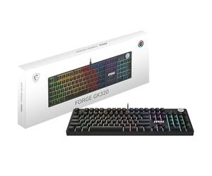 msi Forge GK320 QWERTY IT Layout - Teclado mecánico para juegos, tamaño completo, interruptores lineales rojos, intercambiables en caliente, cubierta magnética, teclas ergonómicas, base antideslizante