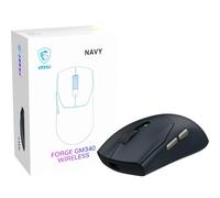 MSI Forge GM340 Wireless Navy - Ratón inalámbrico para Juegos, 12000 dpi, tasa de Consulta de 1000 Hz, diseño simétrico, 50 Millones de clics, 6 Botones, autonomía de 82 Horas, latencia 1 ms, 57 g
