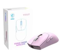 MSI Forge GM340 Wireless Violet Ratón inalámbrico Gaming Wireless/Cableado, 12000 dpi, tasa de Consulta de 1000 Hz, diseño simétrico, 50+ Millones de clics, 6 Botones, autonomía 82 Horas, latencia 1