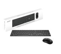 MSI FORGE K210 WIRELESS COMBO, QWERTY, IT Layout - Teclado + ratón interruptor de tijeras, perfil bajo, inalámbrico 2,4 GHz, recargable hasta 120 horas, USB 2.0, ratón con sensor óptico de 1600 DPI