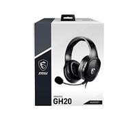 MSI Immerse GH20 - Auriculares para Juegos con Cable, diseño Ligero Ajustable, Controles de Volumen en línea, Auriculares Aptos para Gafas, Conector de Audio de 3.5 mm, PC/Mac/PS4/Xbox, Negro, Grande