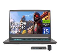 msi Laptop delgada de 15 15.6 pulgadas FHD 144Hz para juegos, Intel i5-13420H, NVIDIA GeForce RTX 4050, 16 GB DDR4 RAM, 512 GB PCIe SSD, teclado retroiluminado, Wi-Fi 6E, cámara HD, Windows 11, gris