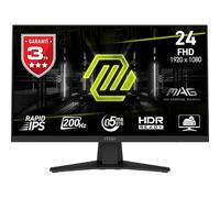 MSI mag 244F, 24",FHD,1920x1080 - Monitor Gaming, 200Hz, 0.5ms, HDR Ready, AMD FreeSync Premium, Eye Care, AI Vision, HDMI 2.0b, DP 1.2a, Sin Marco, Inclinación Ajustable, Soporte Vesa, Negro