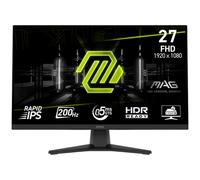 MSI mag 272F Monitor Gaming 27", FHD 1920x1080, 200Hz, 0,5ms, HDR Ready, AMD FreeSync Premium, Eye Care, AI Vision, HDMI 2.0b, DP 1.2a, Soporte Ajustable en inclinación, Montaje VESA, Negro