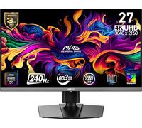 MSI mag 272UP QD-OLED X24 26.5" 3840 x 2160 (UHD), 240 Hz, AMD Adaptive-Sync, HDR Ready, HDMI, VGA, Soporte VESA, inclinación, 4 Lados, Apertura Estrecha, 0,03 ms, Negro