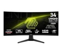 MSI mag 346CQ - Monitor de Juegos de 34 Pulgadas 3440 x 1440 (UWQHD), 180 Hz, sincronización adaptativa, HDMI, DisplayPort, Montaje VESA, inclinación, Altura Ajustable, Altavoz, 1 ms, Negro