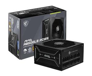 MSI mag A850GLS PCIE5 ATX 3.1 Fuente de alimentación para Juegos - Full Modular - 80 Plus Gold Certified 850W - Condensadores 100% japoneses 105°C - ATX PSU - Garantía de 10 años