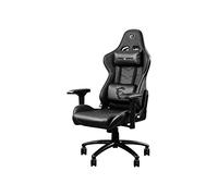 MSI mag CH120 I Silla Gaming - Cuero PVC Negro con Ribetes Grises, Soporte Estilo Carreras, Reclinación 180°, Cojín Lumbar y Reposacabezas Ajustables, Reposabrazos 4D - Máximo 150kg/330lb