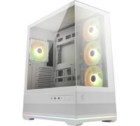 MSI MAG PANO 110R PZ White - Carcasa para PC para juegos de torre media - Panel lateral de vidrio templado - 3 ventiladores ARGB de 120 mm - Soporte de refrigeración líquida para radiador de hasta 360