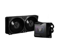 MSI MEG CORELIQUID S280 Refrigeración Líquida AIO CPU - Pantalla IPS 2,4", Bomba Asetek 7ma Gen, Fan VRM, 2 Fans Silent Gale P14, Tubos Anti-Evaporación, MSI Center Personalizable - Admite AMD e Intel