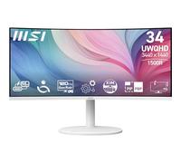 MSI Modern MD342CQPW - Monitor de computadora de 34 Pulgadas VA 3440 x 1440 (UWQHD), 120 Hz, 1800 Curvado, sincronización adaptativa, HDMI, DP, USBC 98 W, KVM, Altura Ajustable, VESA, Altavoz, 1 ms