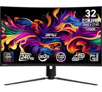 MSI MPG 321CURX QD-OLED 32 Pulgadas 3840 x 2160 (UHD) Monitor de computadora, 240 Hz, sincronización adaptativa, HDMI, Puerto DP, Montaje VESA, inclinación, Altavoz, 0.03 ms, Negro